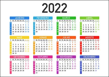 Calendário 2022 vetor